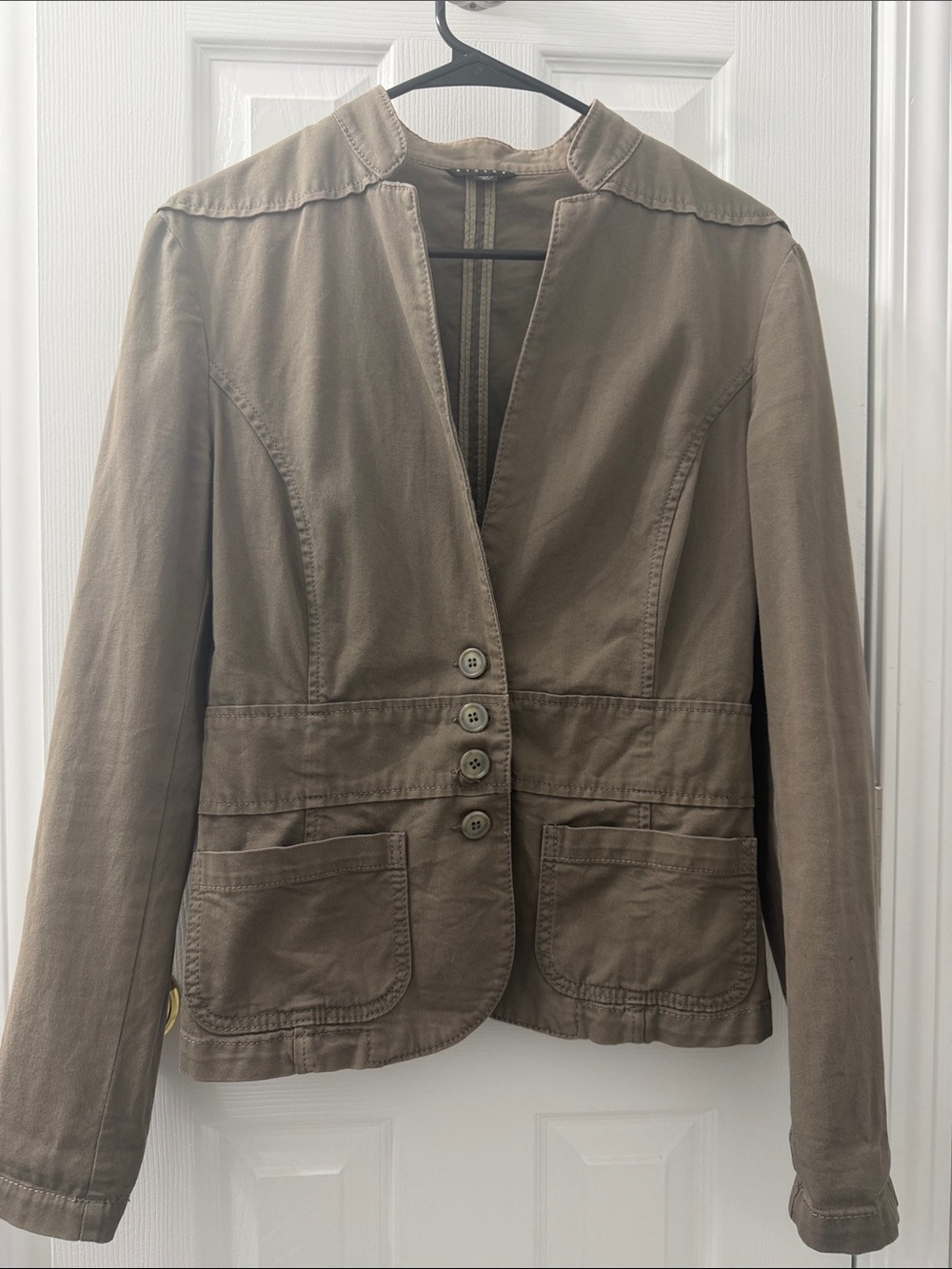 Sisley Taupe Button-Front Casual Blazer Jacket